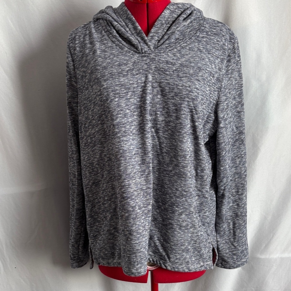 GAP Heathered Gray V-Neck Hooded Pullover LL203